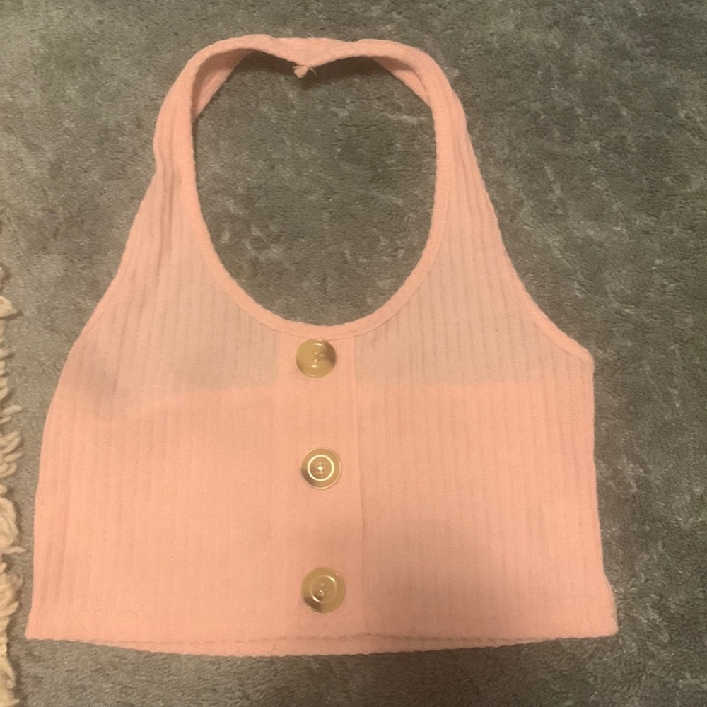 Medium. Pink crop top halter